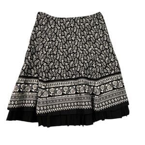 Apt 9 black & white cotton skirt 10. festival, floral, cottage core, boho